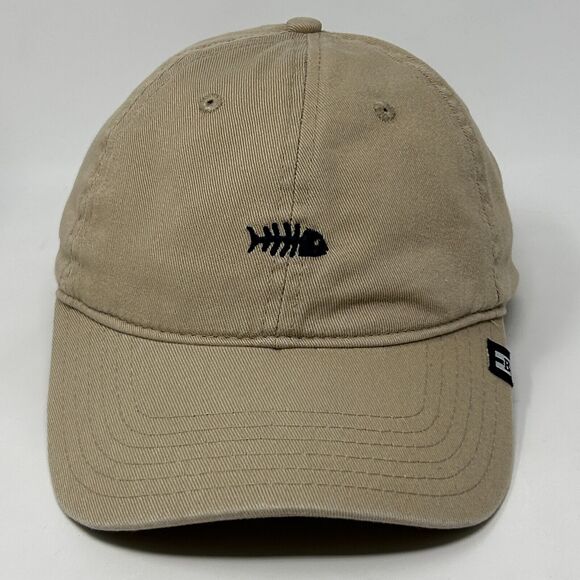 Fishbone Dad Hat Baseball Cap Fish Block Headwear 6 Panel Strapback Tan Beige - Picture 1 of 10